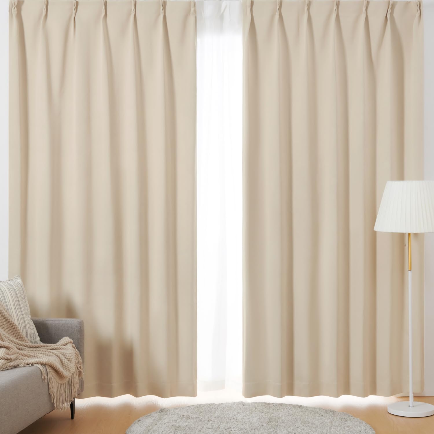 ATOKAZO Curtains, Set of 4, Grade 1 Light Shield, Heat Insulation, Energy Saving