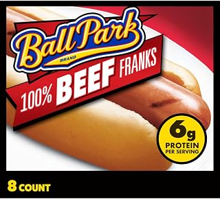 Ball Park Uncured Beef Hot Dogs, 8 Count | No fillers or by-products; 100% beef; fully cooked; great for grilling & cookouts