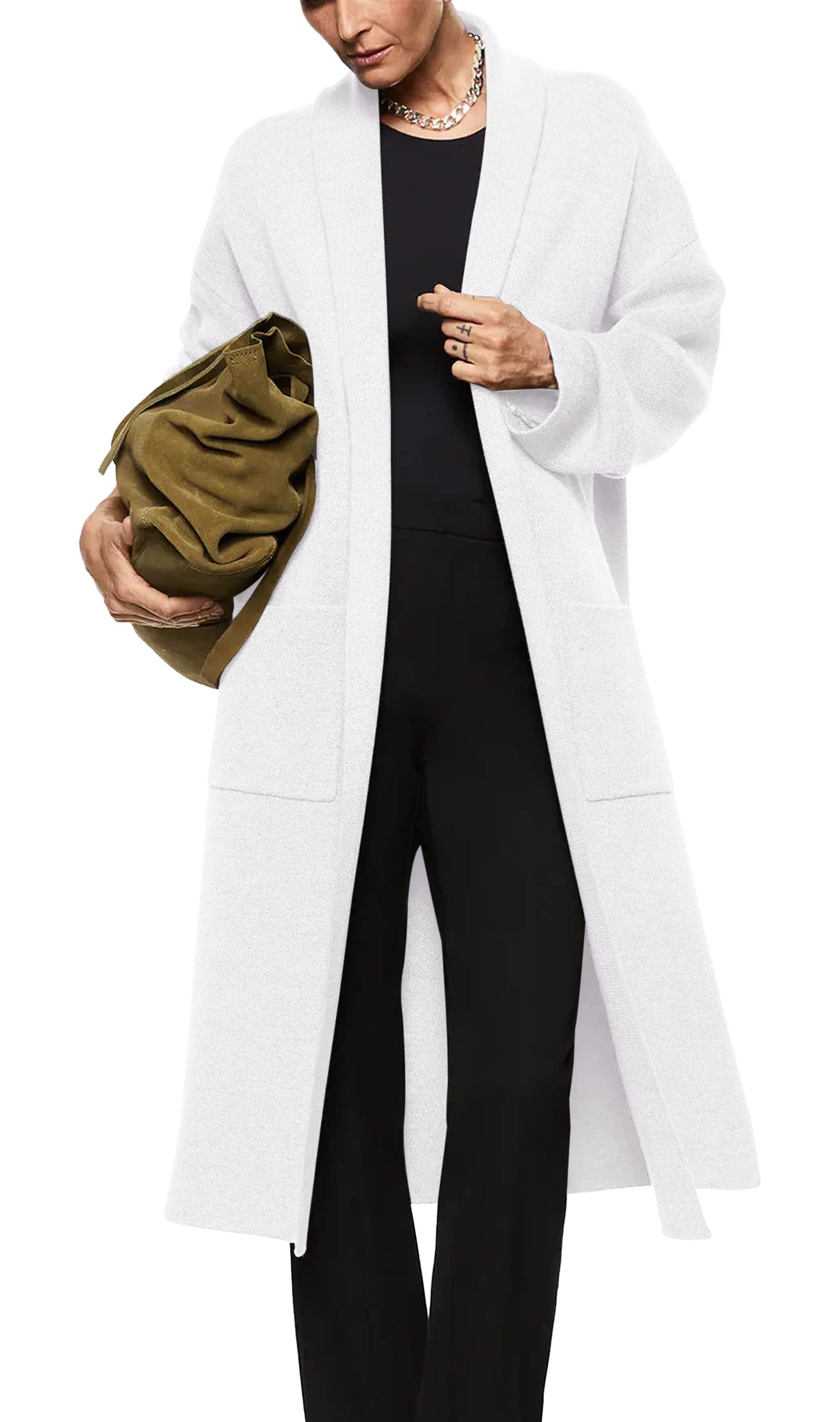 Womens Long Sleeve Cardigan Sweaters Oversized Open Front Maxi Coat