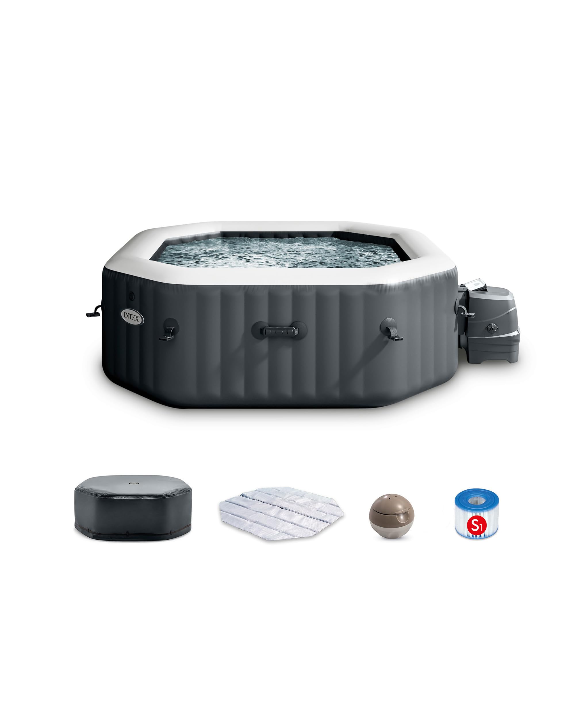 INTEX 28433EP PureSpa Bubble Deluxe Spa Set: Includes Energy Efficient Spa Cover
