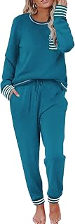 Ekouaer Pajamas Women Long Sleeve Sleepwear Long Pants Soft Loungewear
