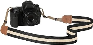 MoKo Camera Strap Compitable with Canon/Sony/Nikon/Minolta/Panasonic/DSLR | Cotton Vintage Camera Strap,Adjustable Neck Shoulder Strap,for Camcorder,Binoculars,for Adults Kids, Black + Beige