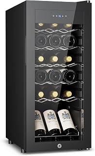 Feelfunn 18 Bottle Wine Cooler Refrigerator,Freestanding Wine Fridge,Black | 41–64°F Digital temp control,Glass Door,Quiet Operation,Small Wine Cooler for red,white and champagne in Home Bar,Office