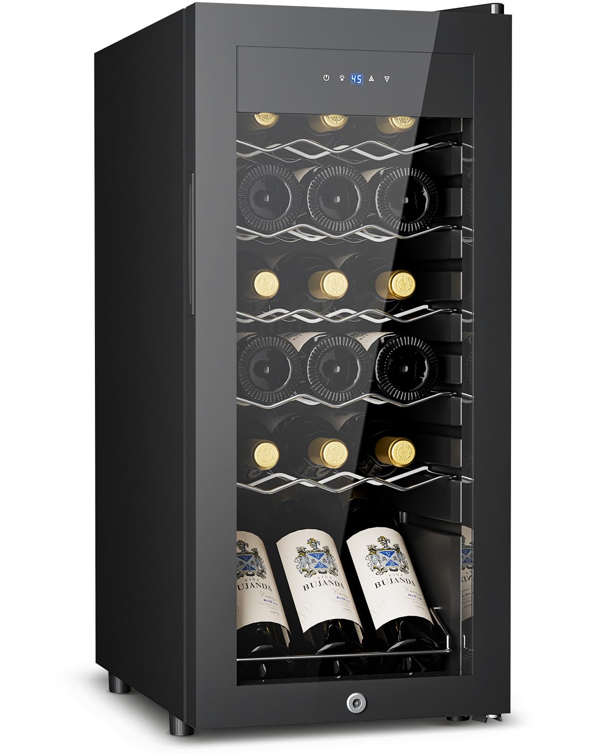 Feelfunn 18 Bottle Wine Cooler Refrigerator,Freestanding Wine Fridge,Black | 41–
