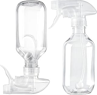TERESRY 2 Pack 360° 10oz Spray Bottles with Adjustable Spray Nozzles Clear | 360° Inverted Spray Nozzle, Gravity Ball Designed for Cleaning Crack & Crevice, Leak-proof and Pressure-Resistant Design