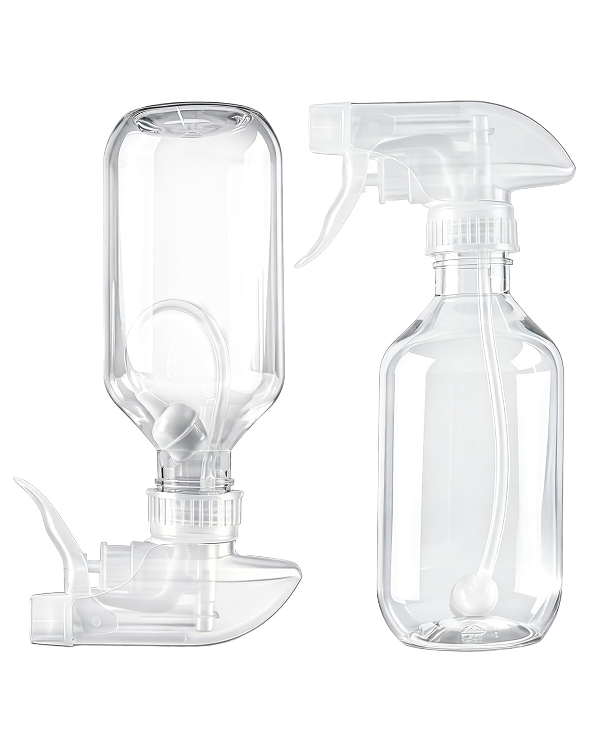 TERESRY 2 Pack 360° 10oz Spray Bottles with Adjustable Spray Nozzles Clear | 360