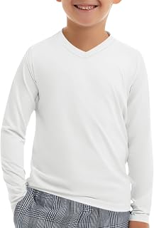 Haloumoning Boys Long Sleeve Sports Shirts 5-14 Years V Neck Tee Shirts for Teen Boys