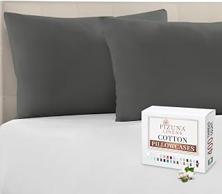 Pizuna 100% Cotton Housewife Pillowcases 2 Pack Dark Grey 48x74cm