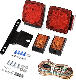 CZC AUTO 12V LED Submersible Trailer Tail Light Kit Stop Tail Turn Signal Lights for Under 80 Inch Boat Trailer Truck RV Snowmobile