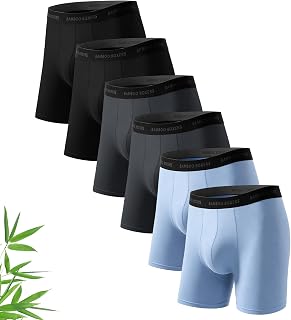 SIMIYA Bamboo Boxers Mens Soft Breathable Long Leg Anti Chafing Boxer Short