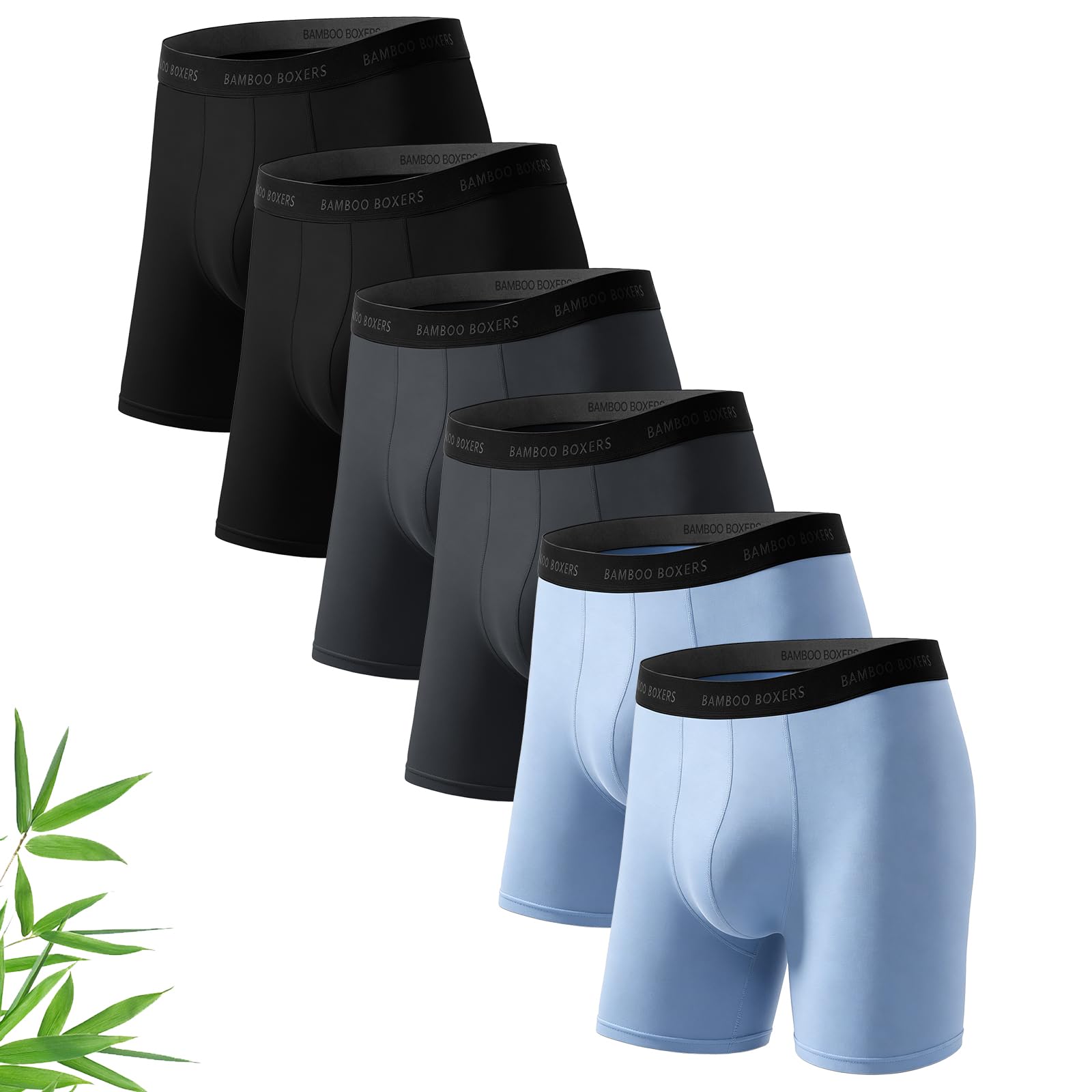 SIMIYA Bamboo Boxers Mens Soft Breathable Long Leg Anti Chafing Boxer Short