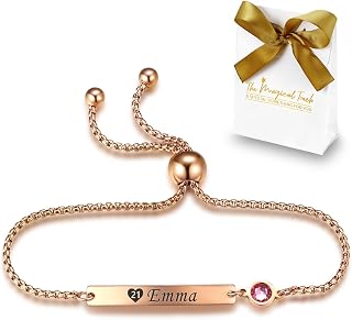 The Magical touch TMT Personalised Birthstone Bracelets Gift for Birthday Friendship Mum Auntie Sister 18th 21th 30th 40th 50th 60th 16th 13th Her Women Girl Best Friend