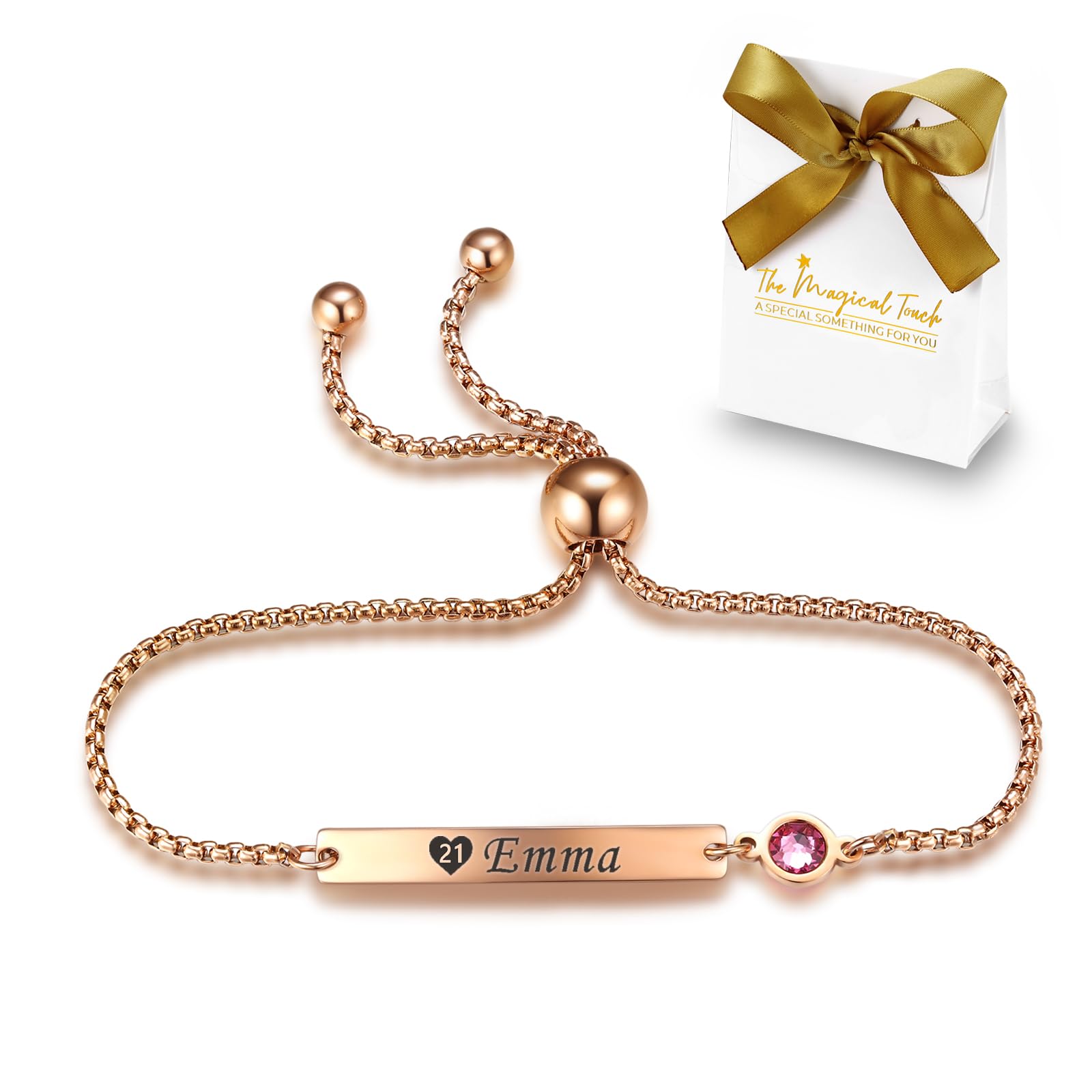 The Magical touch TMT Personalised Birthstone Bracelets Gift for Birthday Friend