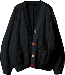 Women's Cable Knit Long Sleeve Open Front Cardigan Sheep V-Neck Button Down Embroidery Wool Blend Sweater Coat Outwear