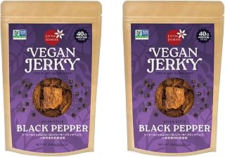 (2 PACK) Non-GMO Little Jasmine Vegan Jerky, Black Pepper Flavor, Plant Based Protein, Clean Ingredients, Made in Taiwan, 7.5 oz