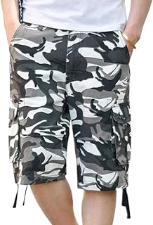 ELETOP Mens Casual Cargo Shorts Elastic Waist Relaxed Fit Multi Pocket Work Cargo Shorts