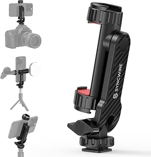 Syncwire Tripod Phone Mount, Universal Smartphone Mount Adapter | 2 Cold Shoe Mounts, 1/4"-20 Thread, 360° Rotation & 180° Tilt, Adjustable Cell Phone Clamp Holder, for Mobile Photography