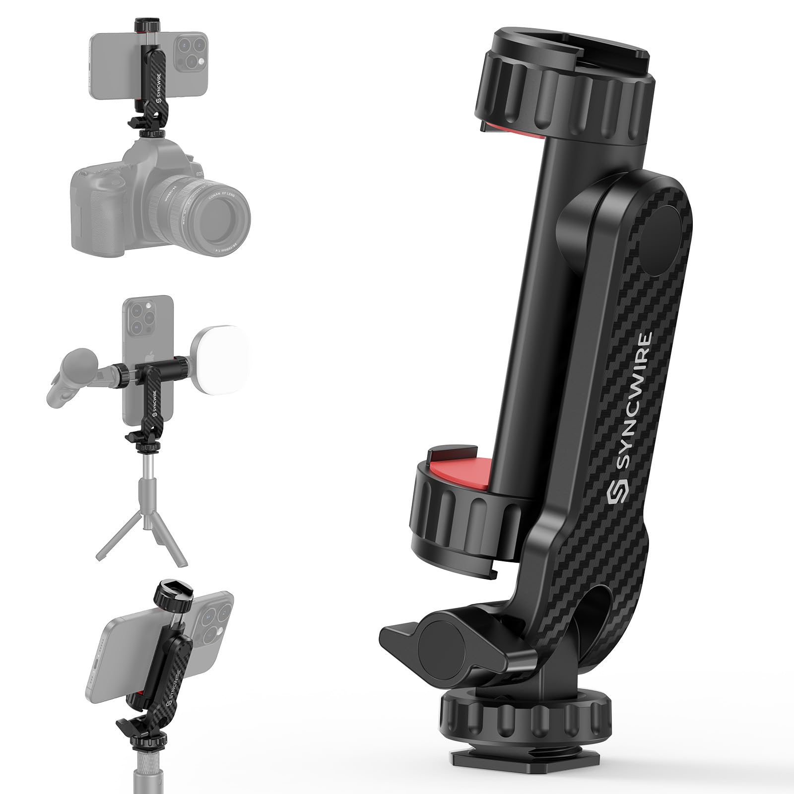 Syncwire Tripod Phone Mount, Universal Smartphone Mount Adapter | 2 Cold Shoe Mo