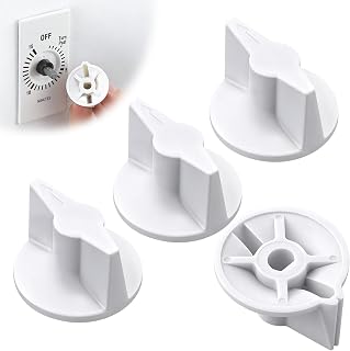 4 Pack Timer Switch Knob Replacement Compatible with 146MT574 Timer, White | Only Fit 3/16-inch D-shaped shaft Timer Switch Knob, Extended Anti Slip Handle Design, Durable ABS+PC Material