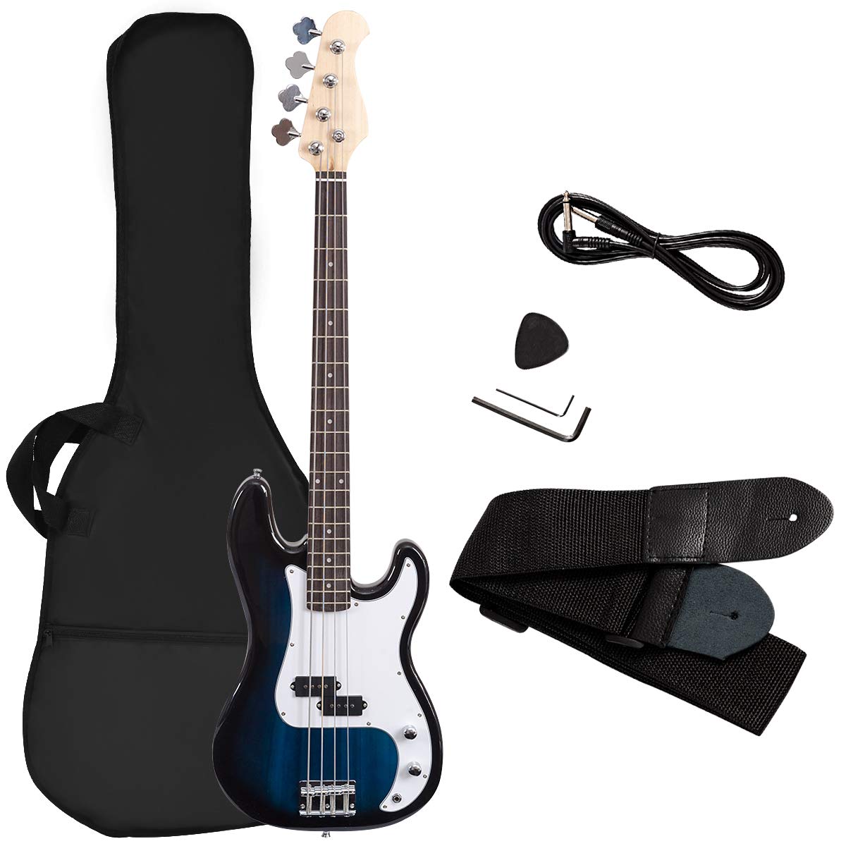 Goplus Electric Bass Guitar, Full Size 4 string with Strap Guiter Kit/w Carrying