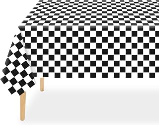 QIKSION 6 Pack Checkered Tablecloth Disposable, Race Car Table Cloth