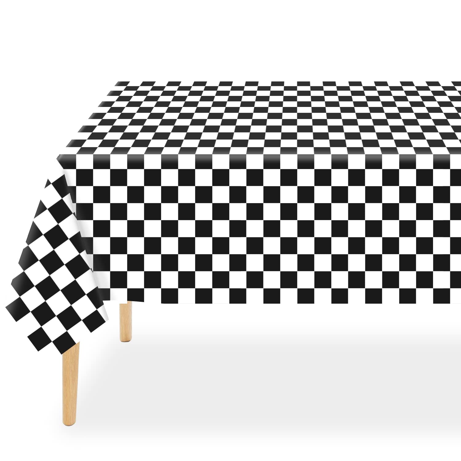 QIKSION 6 Pack Checkered Tablecloth Disposable, Race Car Table Cloth