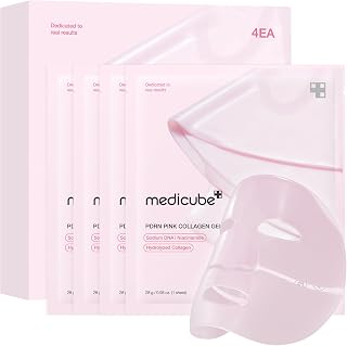 medicube Jelly Gel Mask with Salmon DNA PDRN Pink Collagen, 4EA | Overnight Face Mask for Glass Glow Skin - Elasticity, Hydrating, Firming and Moisturizing, Korean Skincare, 28g x 4ea