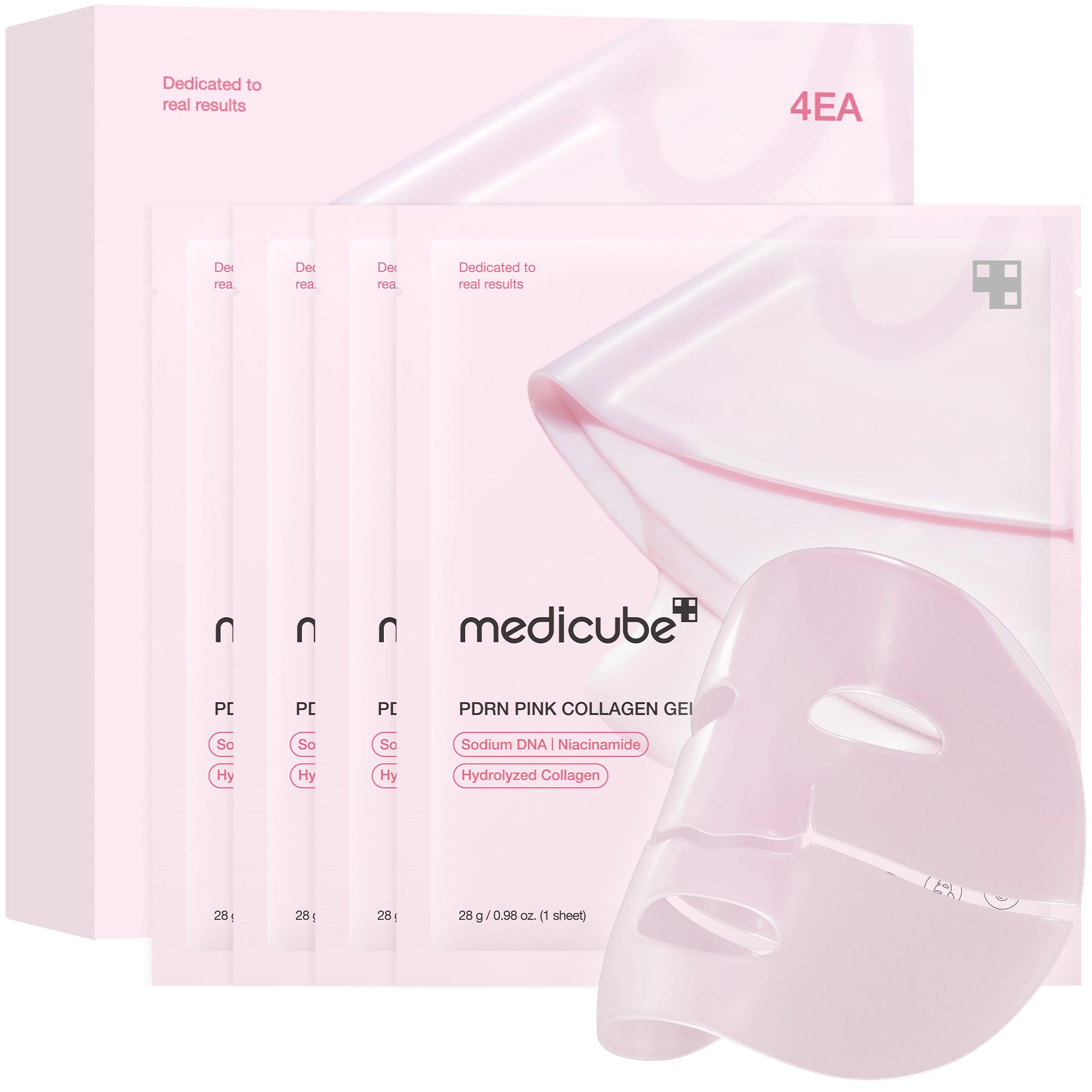 medicube Jelly Gel Mask with Salmon DNA PDRN Pink Collagen, 4EA | Overnight Face