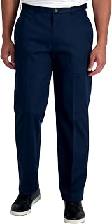 Haggar Mens Cotton Straight Fit Plain Front Trousers