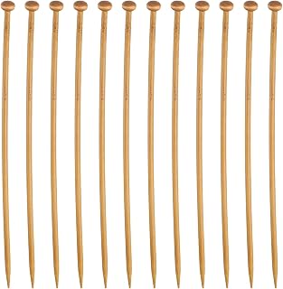 Generic 12pcs 5mm Bamboo Knitting Needles Straight Single Pointed 10" Long Wooden Sweater Knitting Needles US Size 8 Yarn Beginner Hand Socks DIY