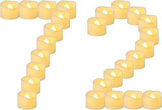 72 Pack 3.8cm x 3cm Tea Lights Candles Battery Operated, Flameless Flickering LED Tealights Votive, Electric Outdoor Flicker Small Fake Candles Bulk for Wedding Halloween Christmas Decorations