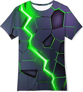 SFreeBo Boys T Shirts 3D Printed Funny Kids Tshirt Summer Short Sleeves Boys T-Shirts Crewneck Casual Tops Home School Daily Party for Childrens 6-14 Years