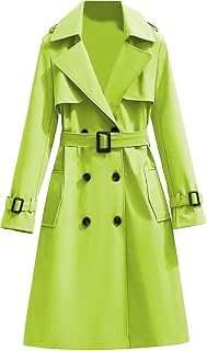 Gabardina de longitud media para mujer, doble botonadura, solapa clásica, resistente al viento, abrigo de moda con cinturón