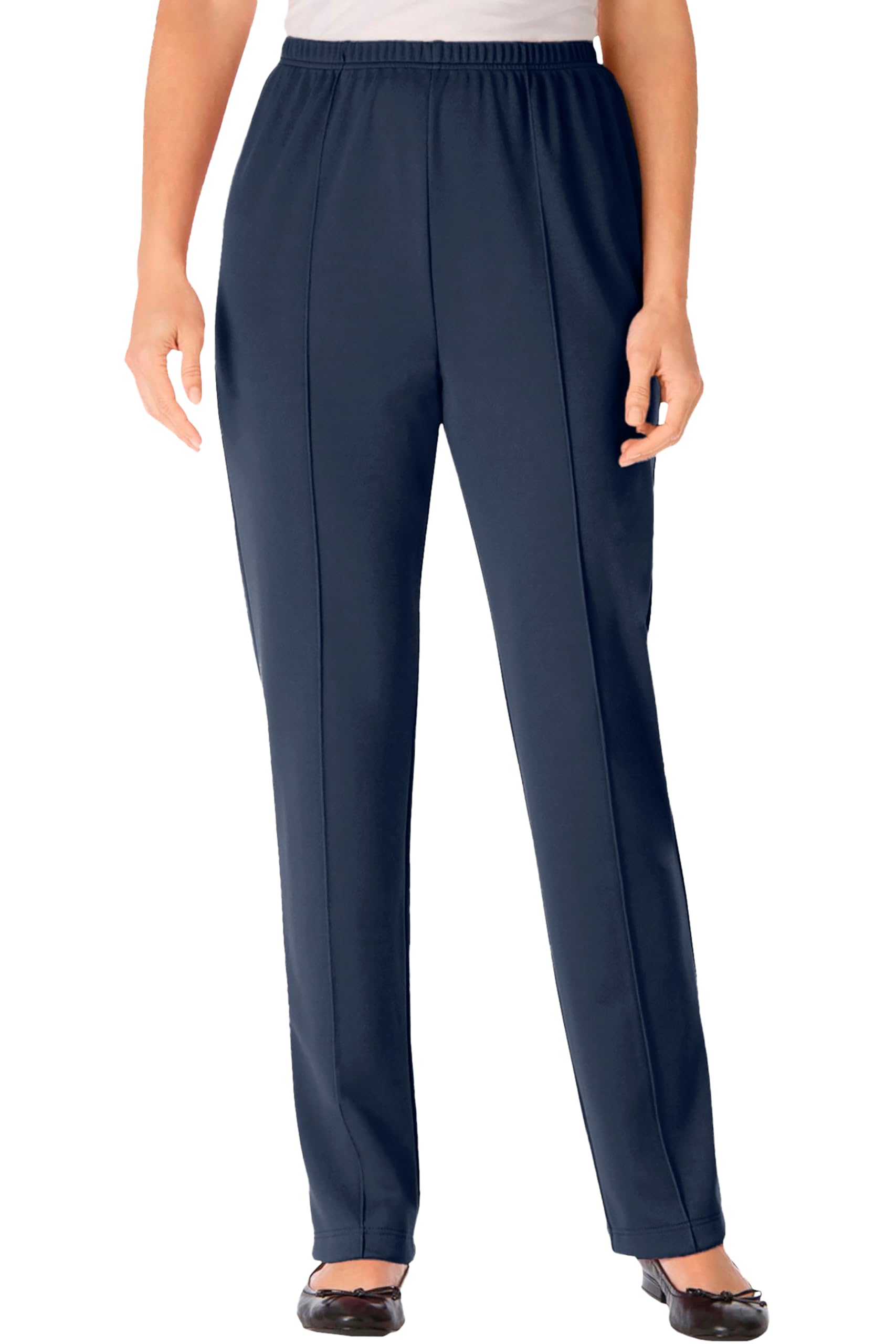 Woman Within Knit Pull-On Elastic-Waist Pants
