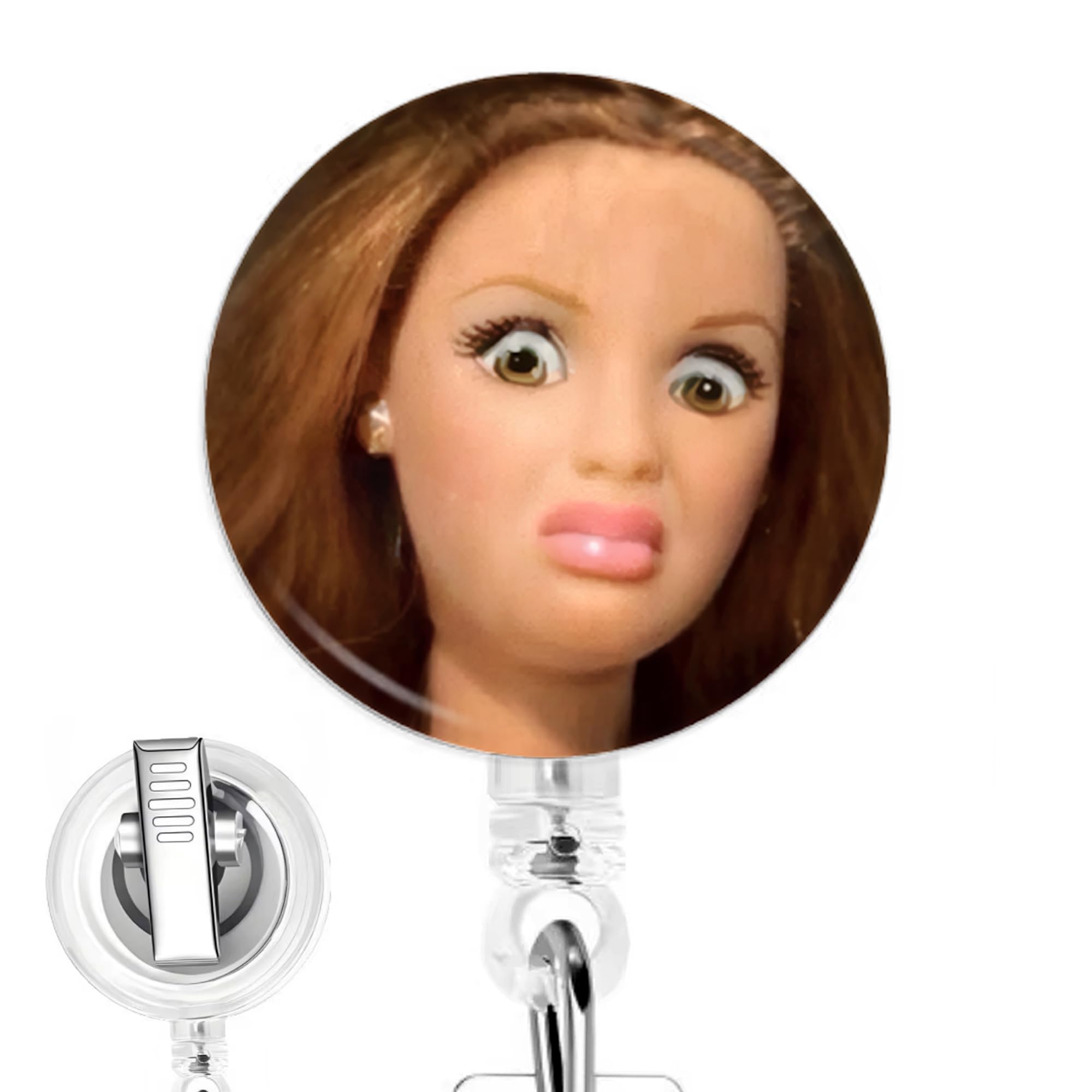 Bruh Doll Nurse Badge Reel - Handcrafted Retractable Badge Clip for Exhausted, T