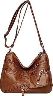 LassZone Women Shoulder Bag Soft PU Leather Crossbody Bag Multi-Pocket Crossbody Bag Women Hobo Messenger Bags with Adjustable Shoulder Strap