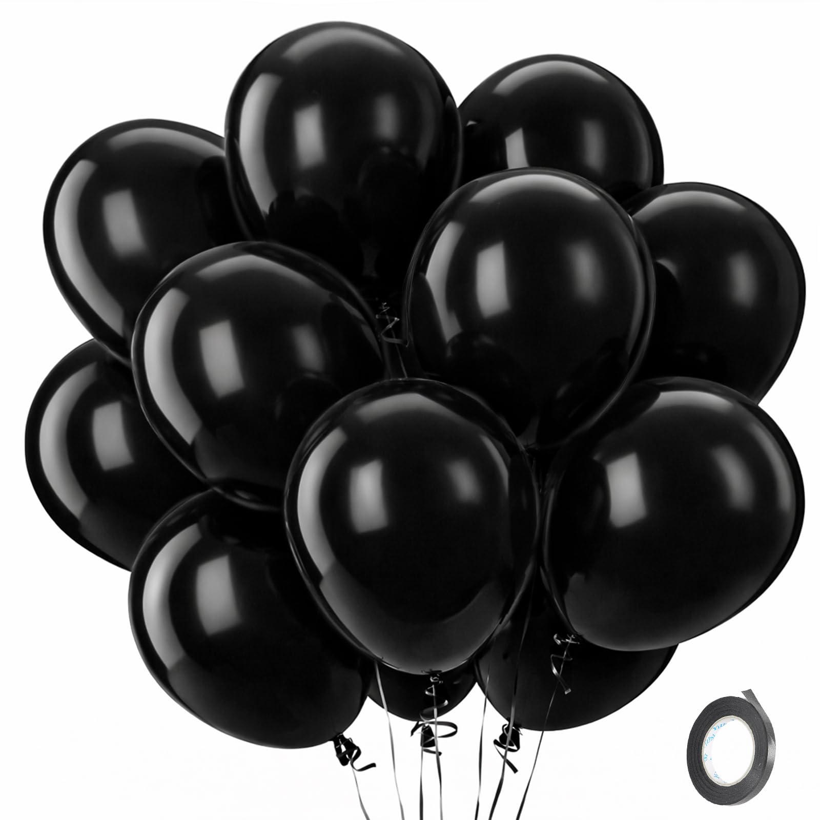 QIFU Black Balloons 100 Pack Party Latex Balloons - 12 Inch Matte Birthday Party