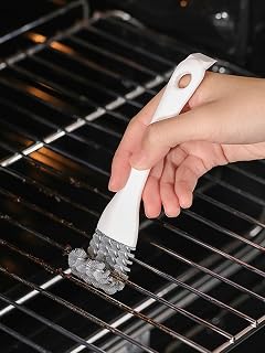 Kitchen Cleaning Brush Set of 2, BBQ Grill Grate Brush Multifunction Stove Hook Grill Cleaning Brush (6.69 x 1.8 Inch, White)