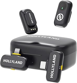 Hollyland Lark A1 Combo(2TX+2RX+Charging Case) Wireless Magnetic Microphone | Detail-Rich Audio, 42H Use, 3-Lv Noise Cancel, EQ&Reverb, Mini Lavalier Mic for iPhone/iPad/Android Vlogging Content Creation