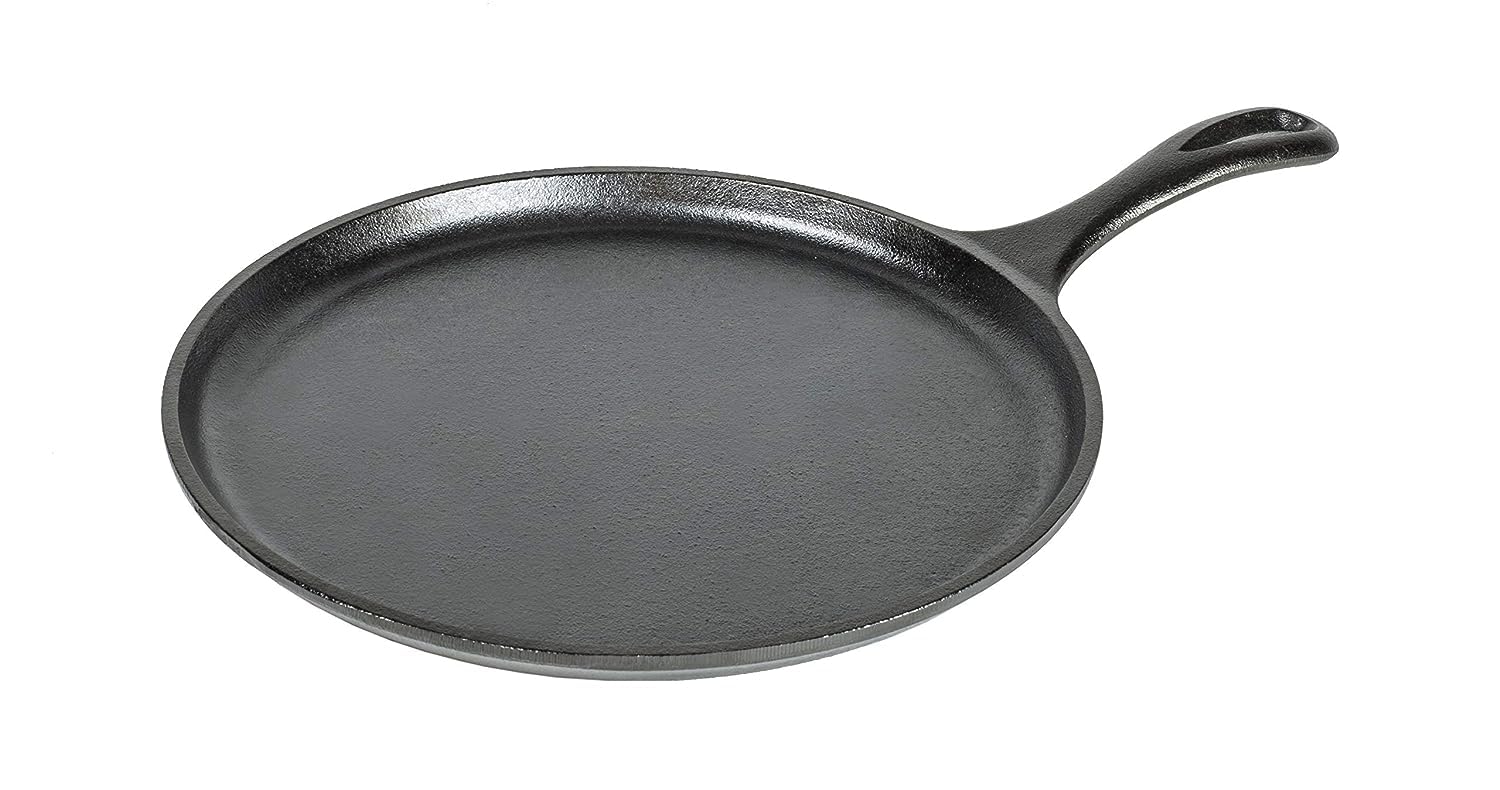 Lodge Round Seasoned Cast Iron Griddle, PFAS-Free, 10.5 Inches | Non-Toxic Round
