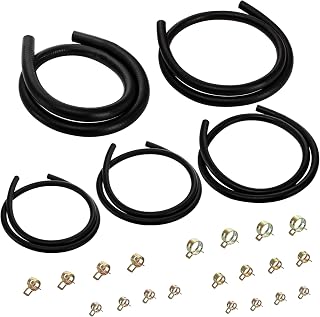 Yesland 3.3 Feet Fuel Line Hose - 3/8" 1/2" 5/16" 1/4" 3/16" ID NBR Rubber Gasoline Tube with 20pcs Clamps for Small Engines, Fits for Kawasaki EZGO Golf Cart Snowmobile Motorcycle ATV Tractor