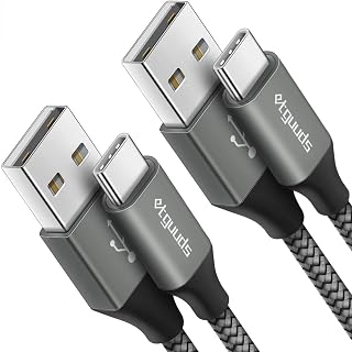 etguuds 6ft USB A to USB C Cable, 2Pack Fast Charging Cord Type C Charger | for iPhone 17 16 15 Pro Max Plus 16e 17 Air, Samsung Galaxy S26 S25 S24 S23 S22 S21 S20 A17 A16 A56 A55 Flip Fold, Gray