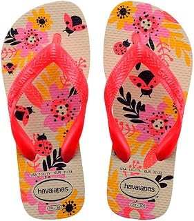 Havaianas - Kids Flores, Flip Flops, Comfortable, Durable and Fun, Floral Print Sole, Metal Straps and Non-Slip Sole, Girls and Girls