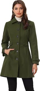 Allegra K Women's Winter Classic Coat with Pockets Single Breasted
