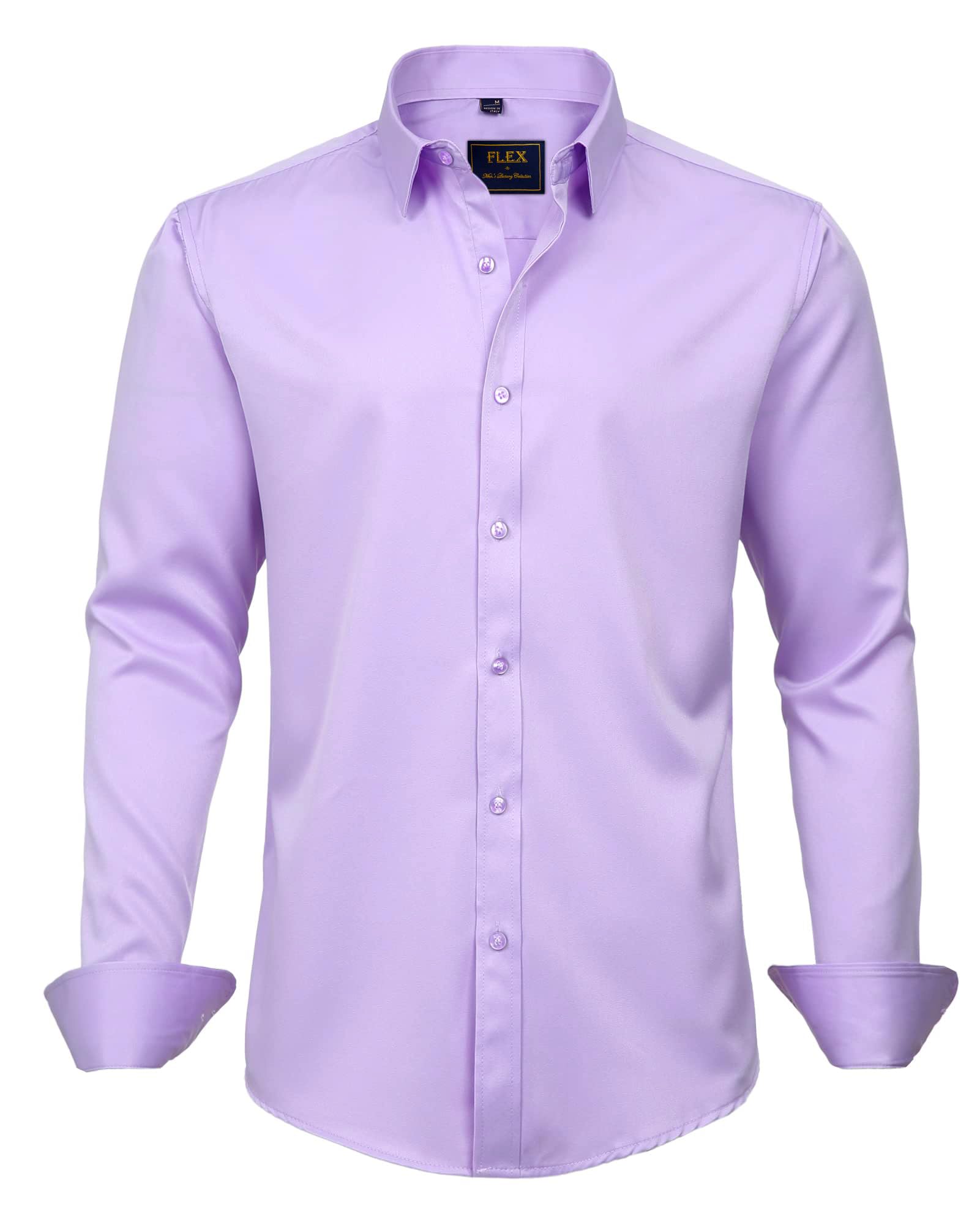 J.Ver Camisa de hombre de color liso, elástica, manga larga, corte regular, cami