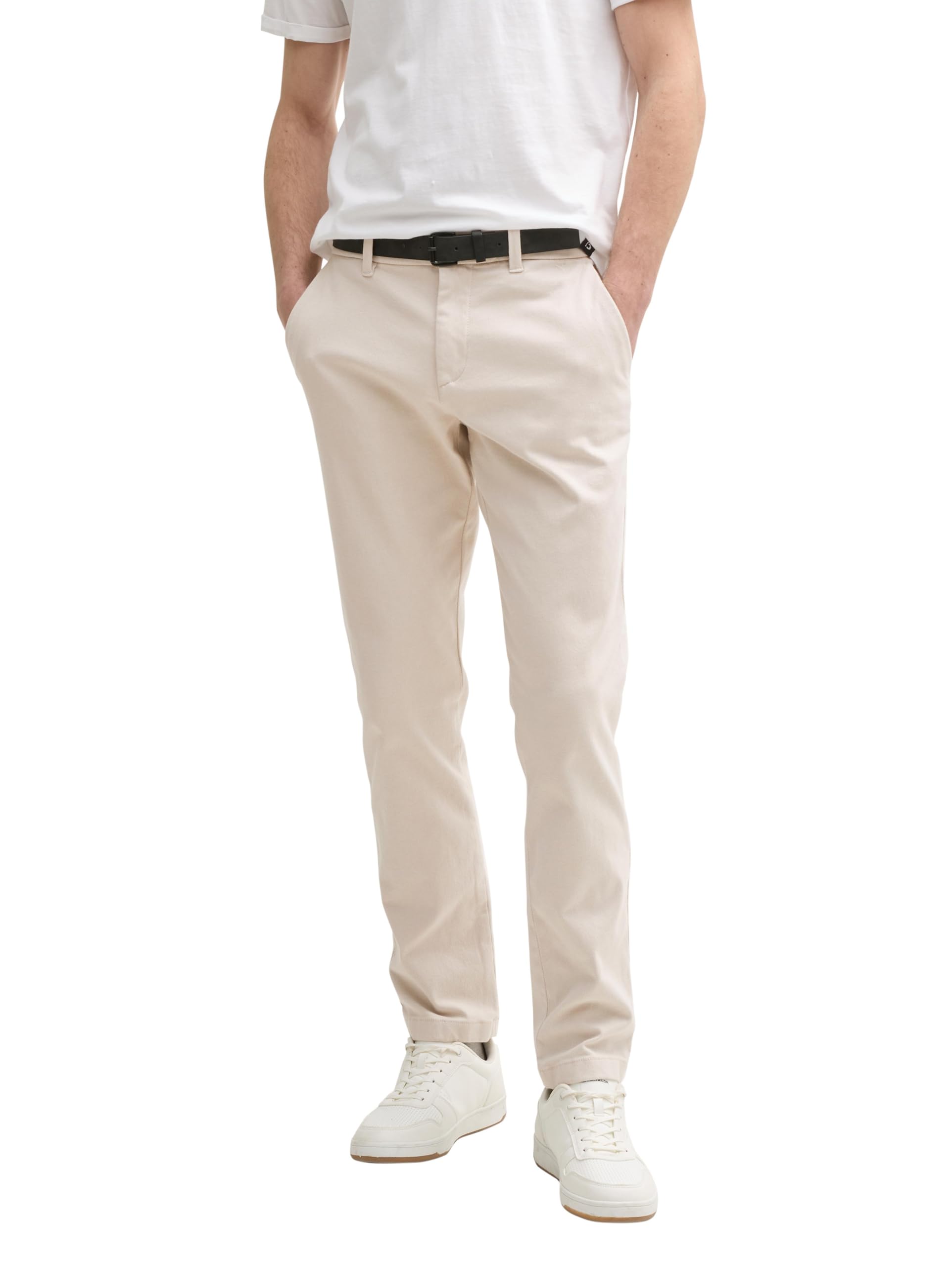 Tom Tailor Men's Slim Fit Stretch Chino Trousers with Belt 1037653