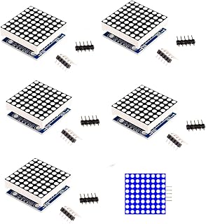 Azuocn 5PCS MAX7219 8x8 Dot Matrix LED Display Module 5V MCU Control MAX7219 LED Dot Matrix DIY Kit (Blue)