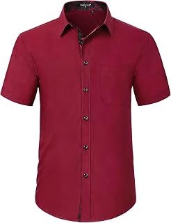 Enlision Men's Short Sleeve Shirt Casual Shirts Regular Fit Business Shirt Men's Shirts with Chest Pocket S-2XL