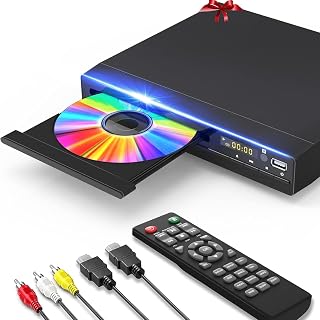 DVD Player, HDMI Region Free DVD Players for Smart TV, 1080P Upscaling | DVD Players for TV, CD/DVD/USB Playback, Remote Control, HDMI & RCA Cables Included