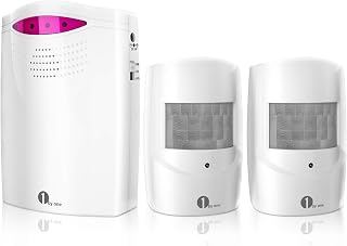 1byone Driveway Alarm Wireless Outside, 1 Receiver 2 Infrared Sensors | Motion Sensor Alarm 1000ft/300m Range, Extra Loud Chimes, Weatherproof, Security Alarm System Protect Indoor/Outdoor Property